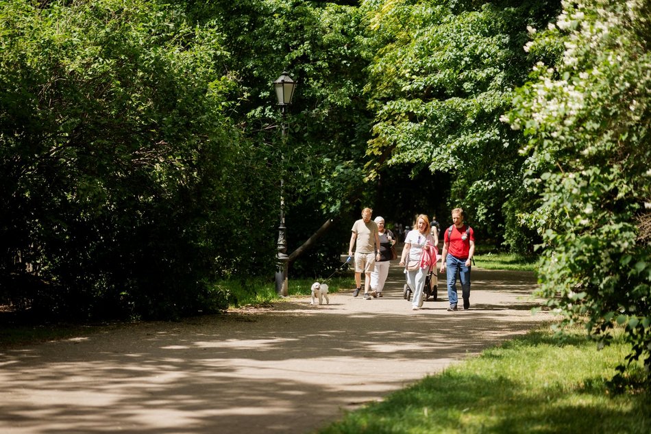 Łódź. Spacerowicze na Księżym Młynie i w Parku Źródliska w Łodzi. Recepta na udany weekend