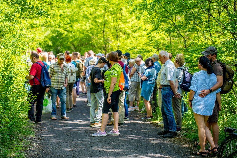 grupa ludzi spaceruje w naturze