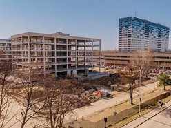 Łódź. Wielka budowa przy CKD z lotu ptaka. Powstaje nowy gmach Uniwersytetu Medycznego