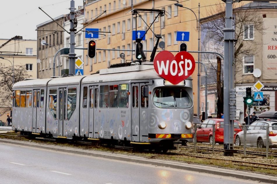 Łódź. Tramwaj MPK Łódź WOŚP