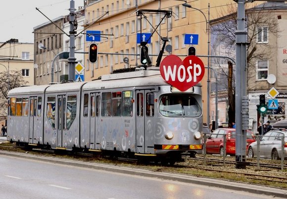 Łódź. Tramwaj MPK Łódź WOŚP