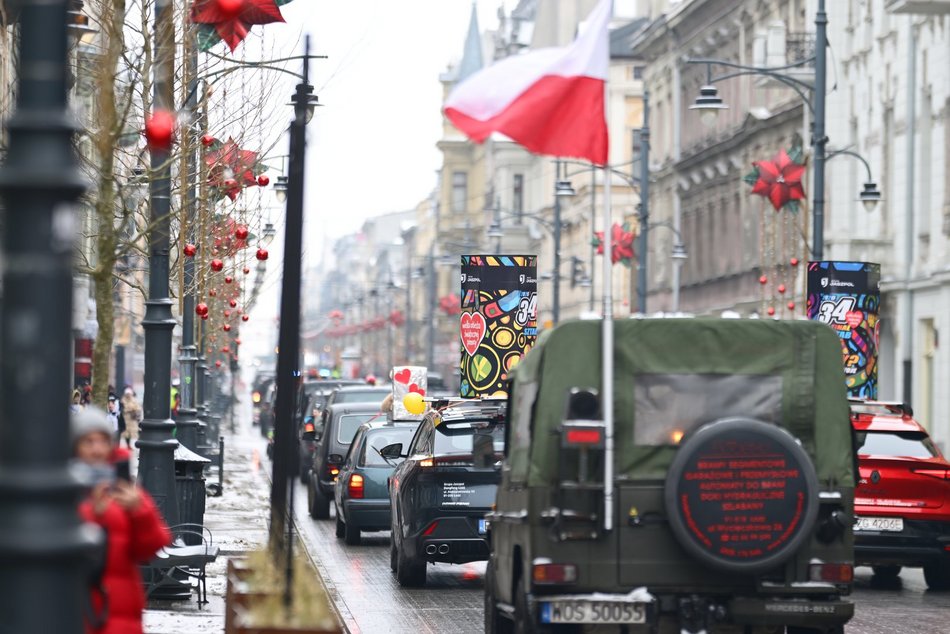 Łódź. WOŚP 2026 w Łodzi. Motoszarża po raz pierwszy opanowała Piotrkowską! [ZDJĘCIA]