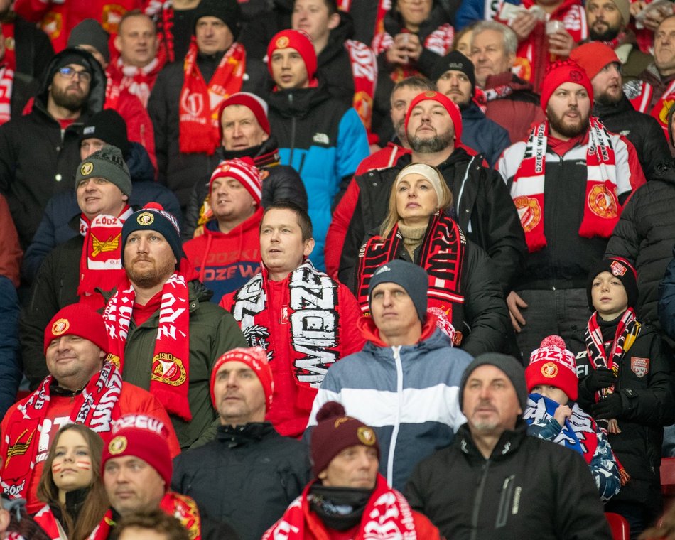 Kibice na meczu Widzew Łódź - Raków Częstochowa