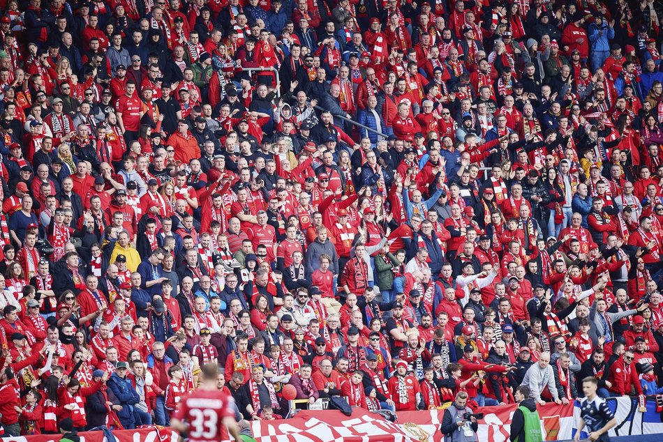 Kibice Widzewa Łódź na meczu ze Stalą Mielec