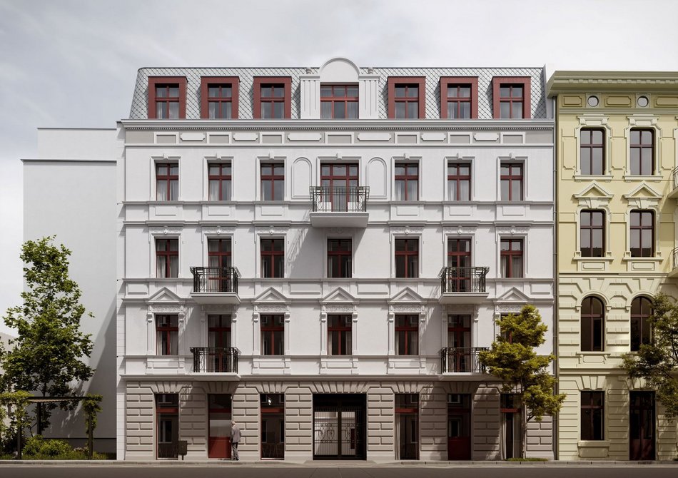 Łódź. Odbudowa zawalonej kamienicy przy Rewolucji w Łodzi. Widać już nowe ściany i piętra