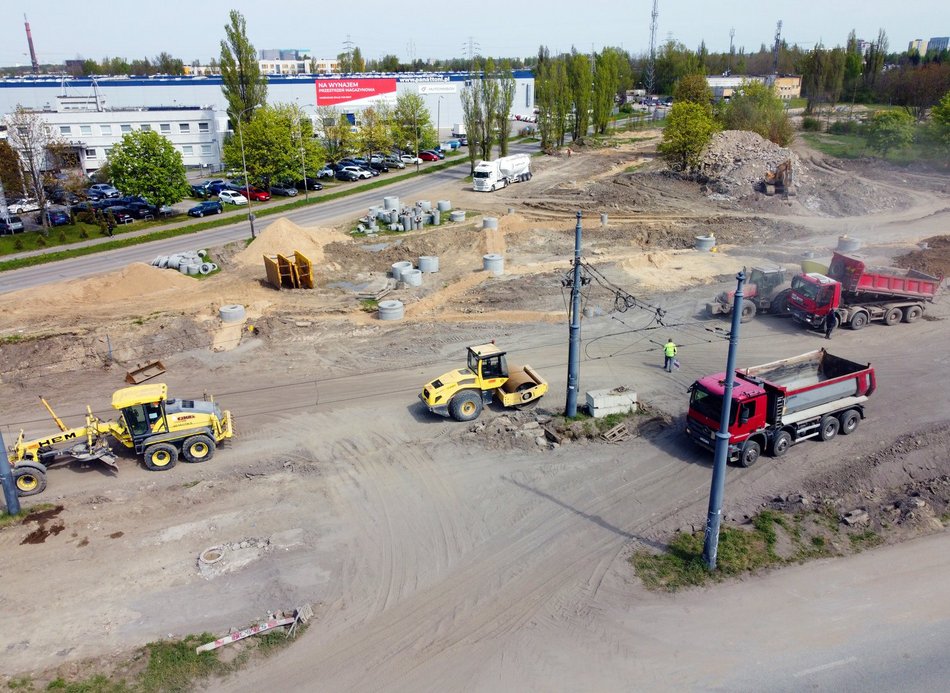 Remont ulicy Przybyszewskiego - zdjęcie z lotu ptaka