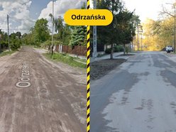 Łódź. Ulica Odrzańska w Łodzi przed i po remoncie