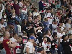 Łódź. Kibice na meczu ŁKS Łódź - Pogoń Siedlce
