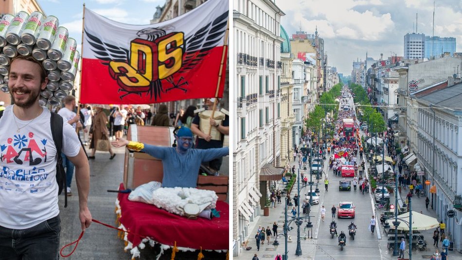 Łódź. Juwenalia 2025 w Łodzi. Kolorowy pochód studentów przeszedł Piotrkowską!