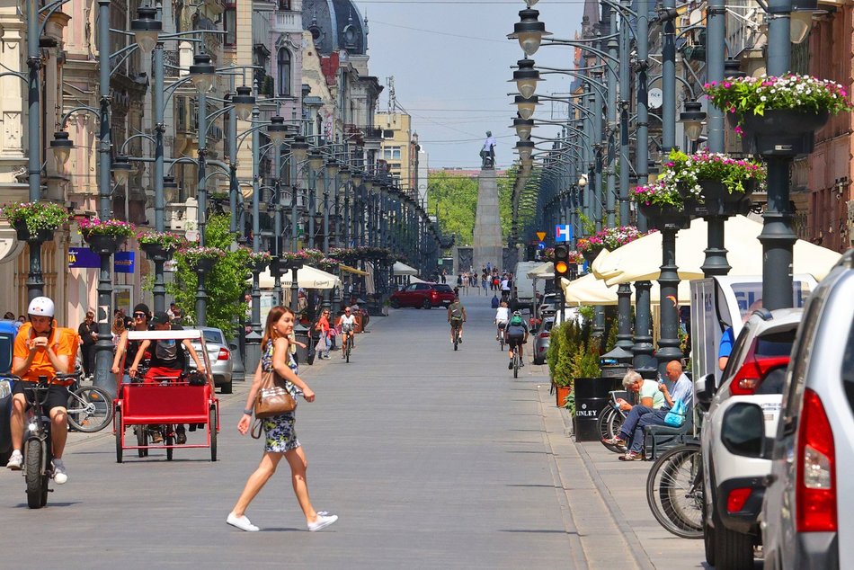 Na Piotrkowskiej i w okolicy sadzą kolorowe rośliny