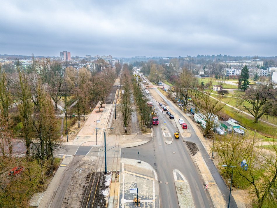 remont ulicy widziany z lotu ptaka