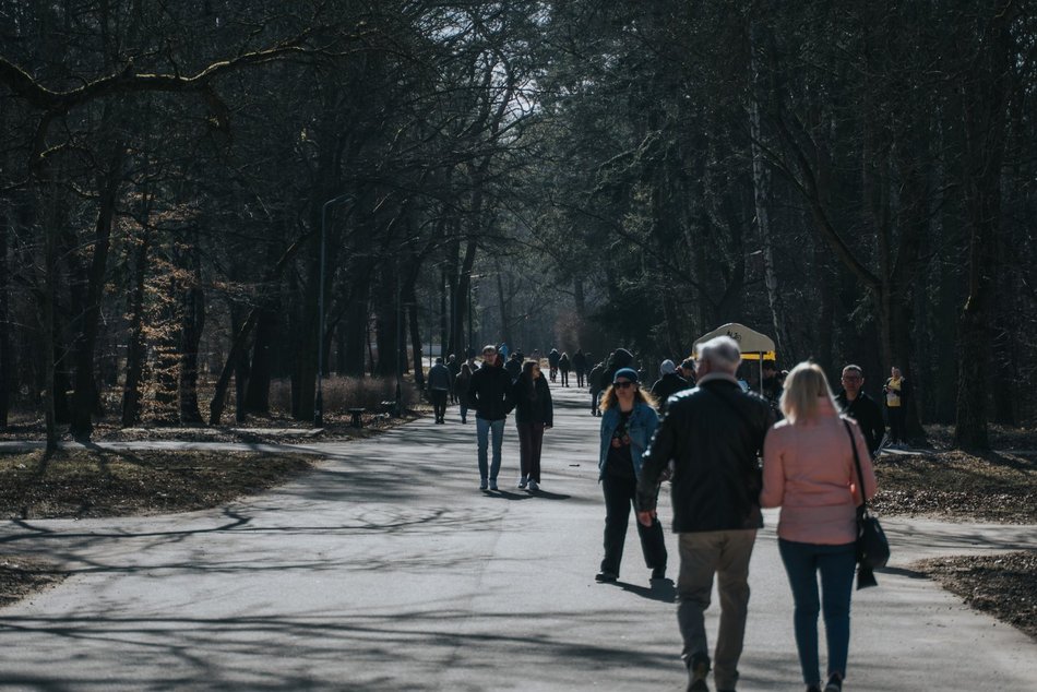 Łódź. Dobra pogoda w Łodzi sprzyja spacerowaniu! Tłumy w Parku na Zdrowiu w Łodzi