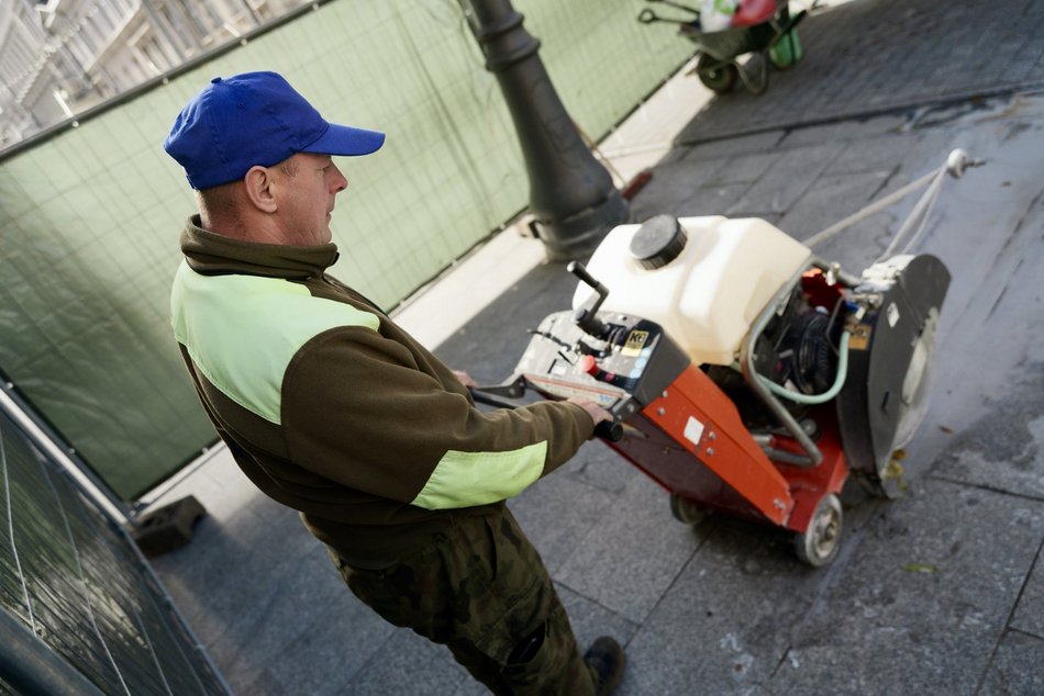 Nowe drzewa na Piotrkowskiej w Łodzi od placu Wolności