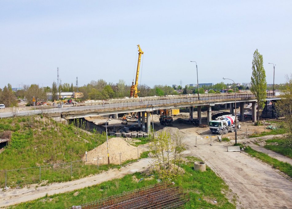 Budowa wiaduktów ul. Przybyszewskiego - zdjęcia z lotu ptaka