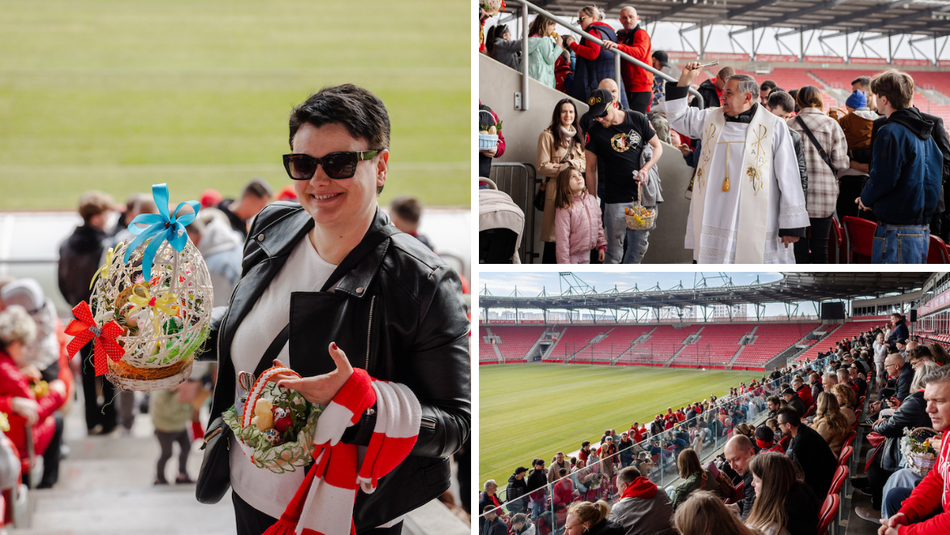 Łódź. Święcenie pokarmów na stadionie Widzewa Łódź