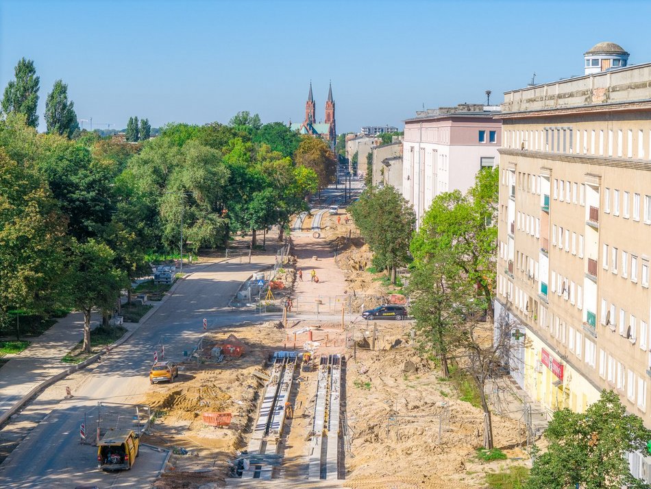 remontowana ulica Wojska Polskiego w Łodzi