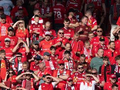 Kibice na meczu Widzewa Łódź z Piastem Gliwice