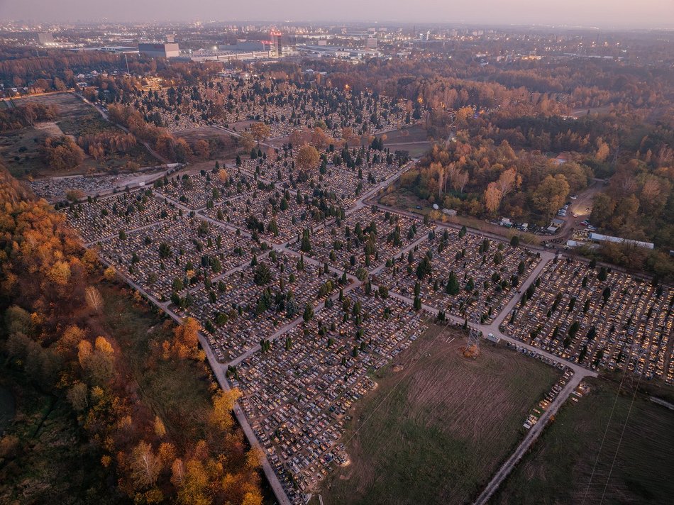 Cmentarz Szczecińska nocą