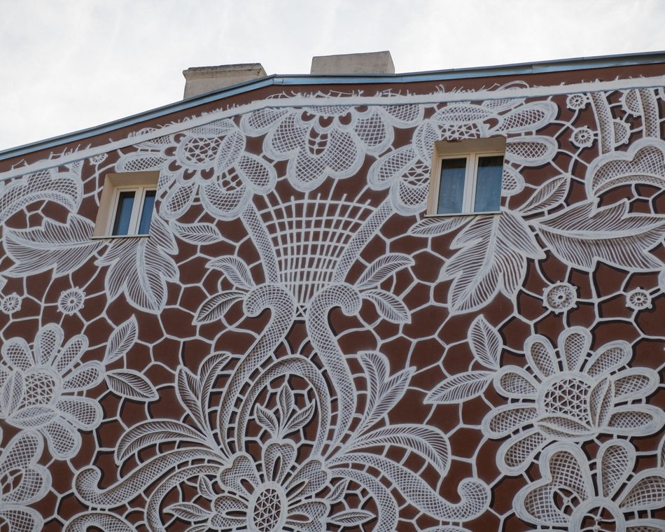 Łódź. Mural w centrum Łodzi w magazynie Elle! Koronkowe dzieło zachwyca cały świat