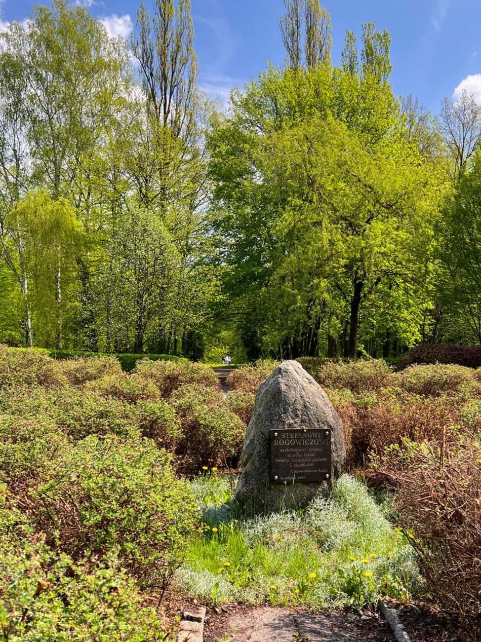 Wiosna w parku na Zdrowiu w Łodzi. Kwitnące drzewa i krzewy
