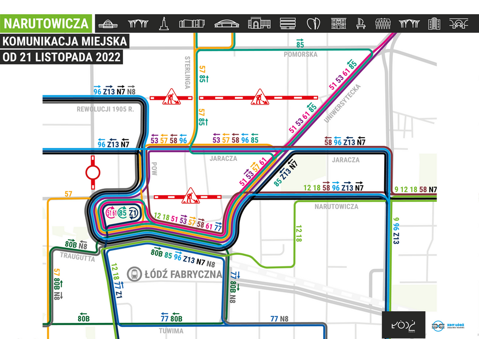 Narutowicza - komunikacja MPK Łódź