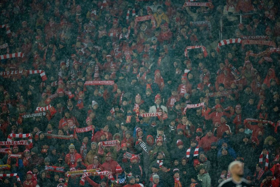 Kibice na meczu Widzewa Łódź z Radomiakiem Radom