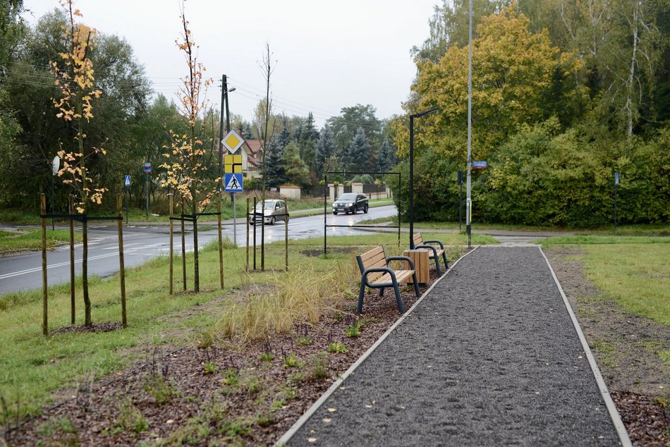 Zielona strefa przy skrzyżowaniu ul. Prądzyńskiego i ul. Czachary