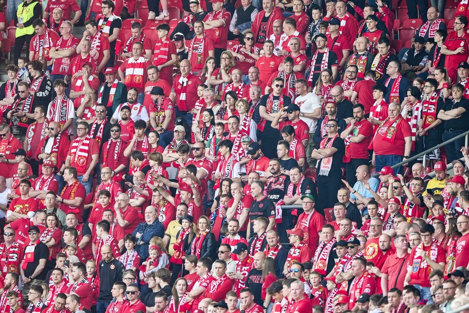 Kibice na meczu Widzewa Łódź