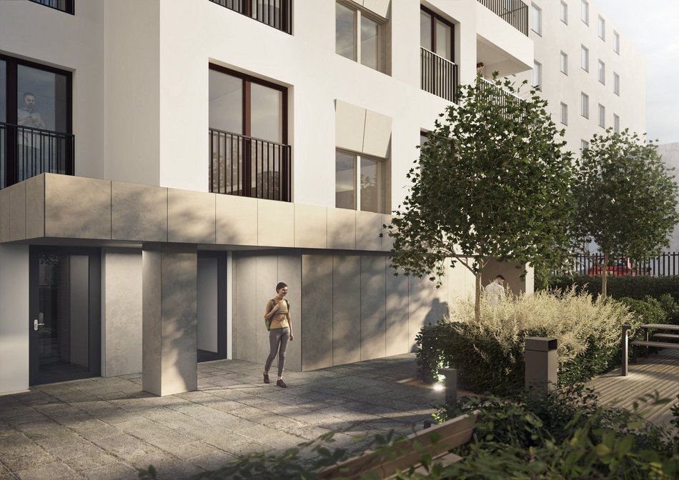 Łódź. Odbudowa zawalonej kamienicy przy Rewolucji w Łodzi. Widać już nowe ściany i piętra