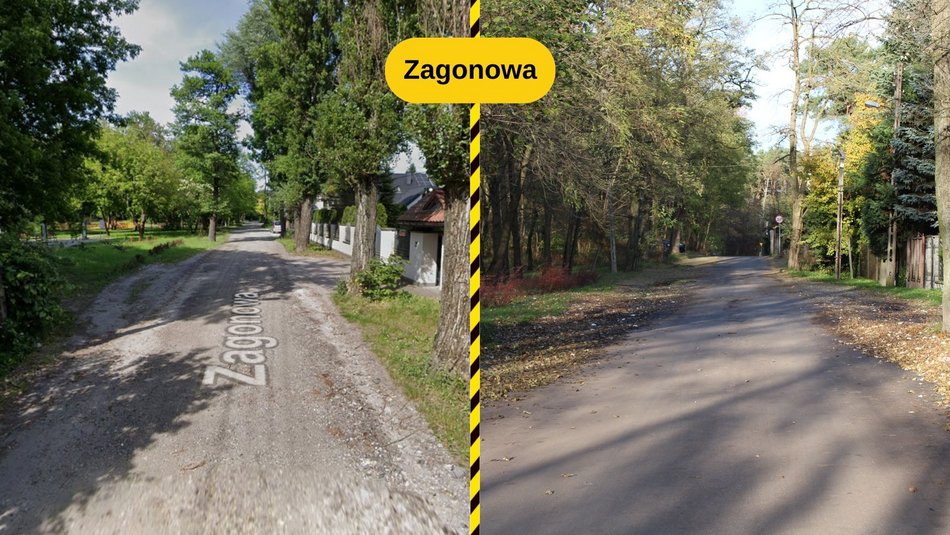 Łódź. Ulica Zagonowa w Łodzi przed i po remoncie