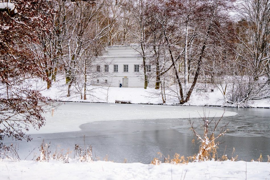 Łódź. Zamarznięty staw
