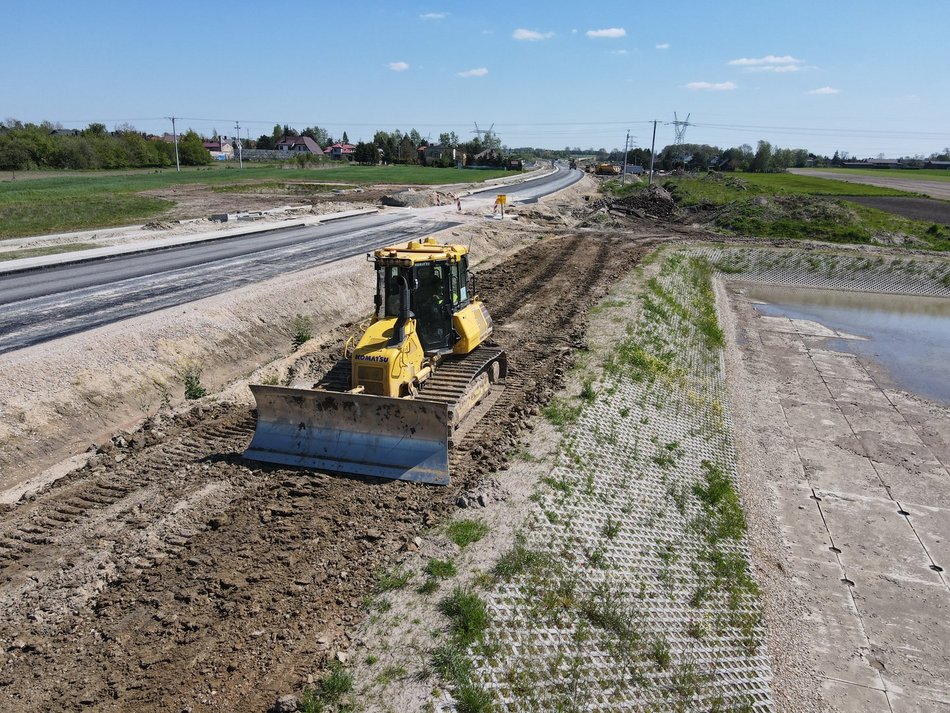 Widok z lotu ptaka na budowę Trasy Górna