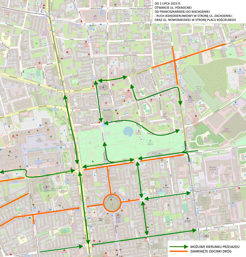 Bulwary Północne - plac budowy, nowa ulica i tory tramwajowe