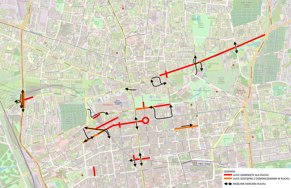 Remont ul. Legionów - mapa