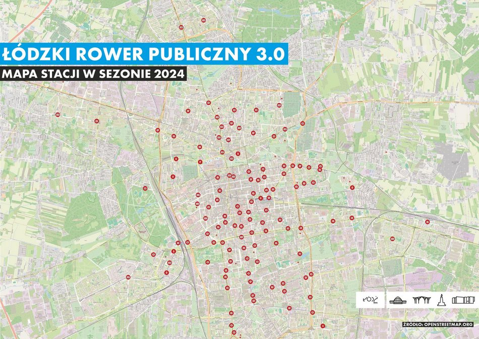 Łódzki Rower Publiczny - mapa stacji