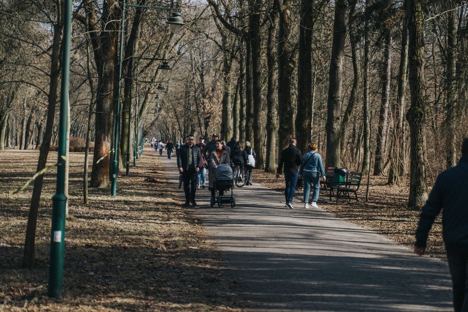 Łódź. Dobra pogoda w Łodzi sprzyja spacerowaniu! Tłumy w Parku na Zdrowiu w Łodzi