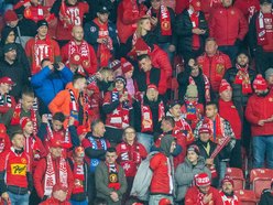 Kibice na meczu Widzewa Łódź z Radomiakiem Radom