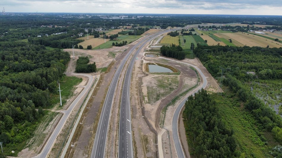 S14 między węzłami Aleksandrów a Emilia - zdjęcia z lotu ptaka