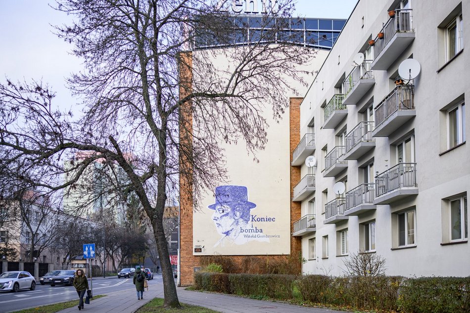 Nowy mural w Łodzi! Witold Gombrowicz uwieczniony na ścianie Centrum Biurowego ZENIT