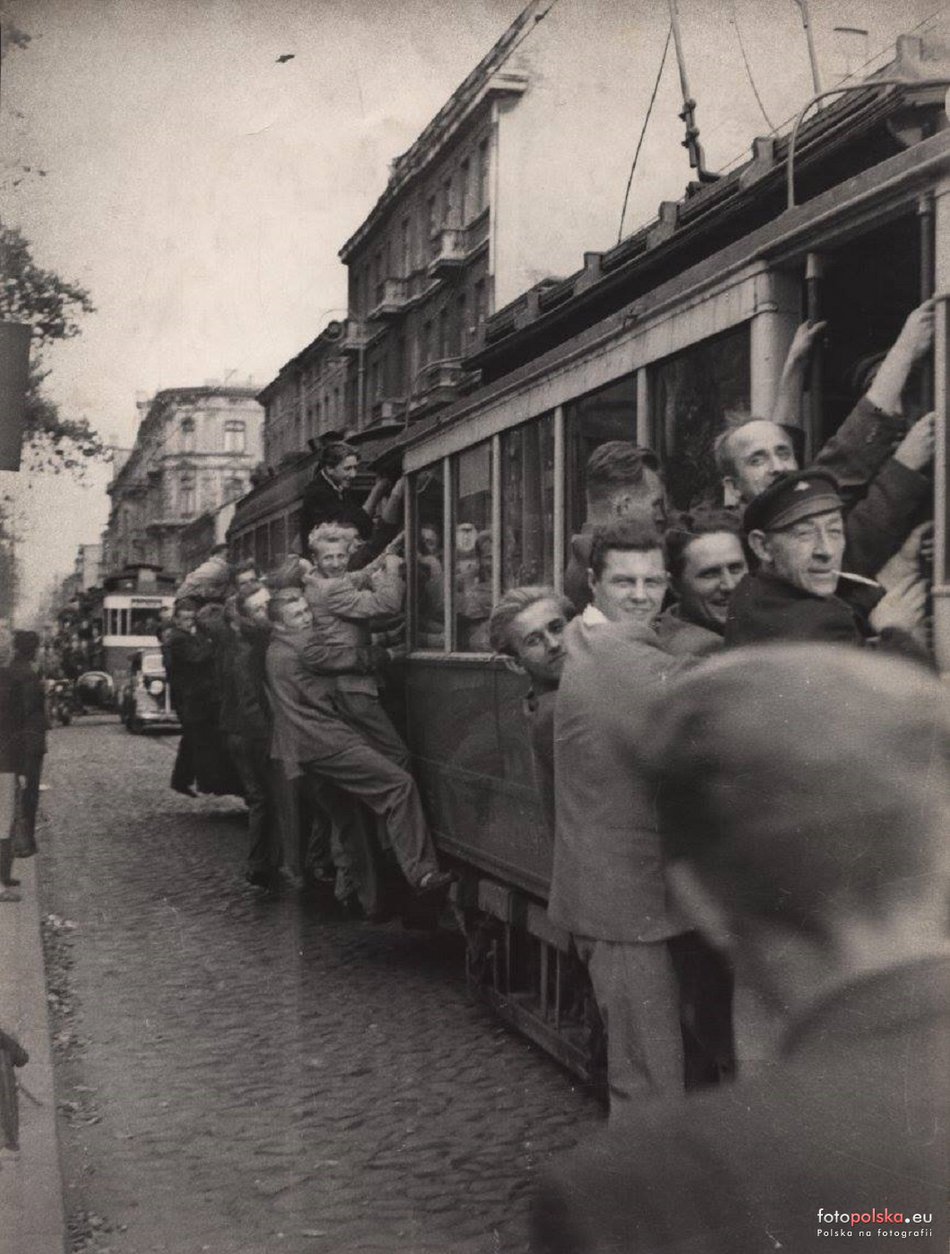 Łódź. Ulica Zielona w Łodzi (między ul. Gdańską a ul. Wólczańską) - lata 1950-1960