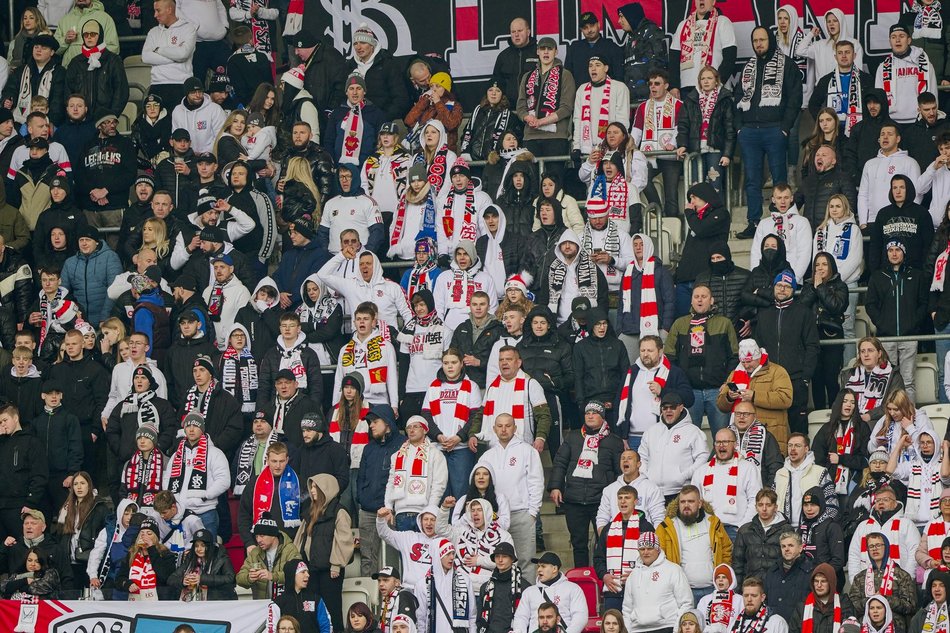 Kibice na meczu ŁKS Łódź - Lech Poznań