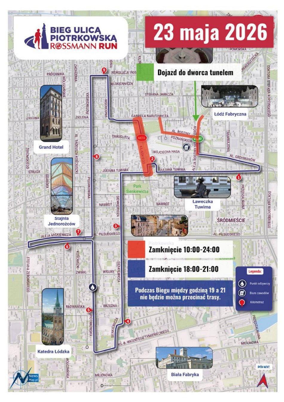 Rossmann Run 2026. Bieg Ulicą Piotrkowską, trasa, mapa, zmiany w ruchu i MPK Łódź