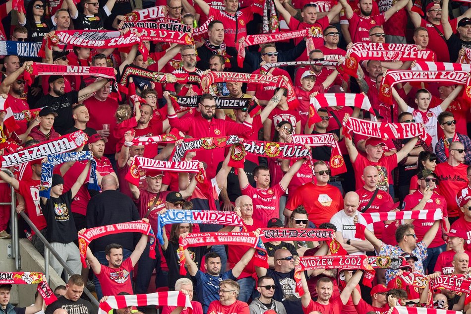 Kibice na meczu Widzewa Łódź