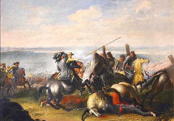 Karol X Gustaw w walce z Tatarami w bitwie pod Warszawą 1656 roku
