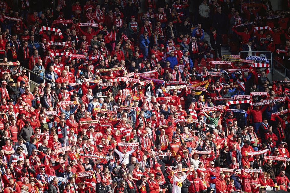 Kibice Widzewa Łódź na meczu ze Stalą Mielec