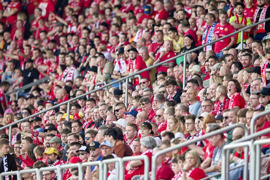 Kibice na meczu Widzewa Łódź