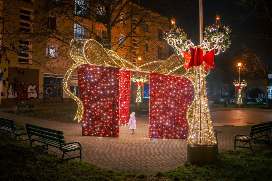 Świąteczna iluminacja na Kozinach w Łodzi