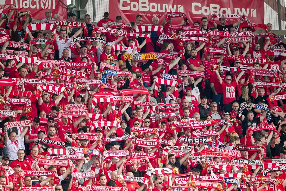 Kibice na meczu Widzewa Łódź