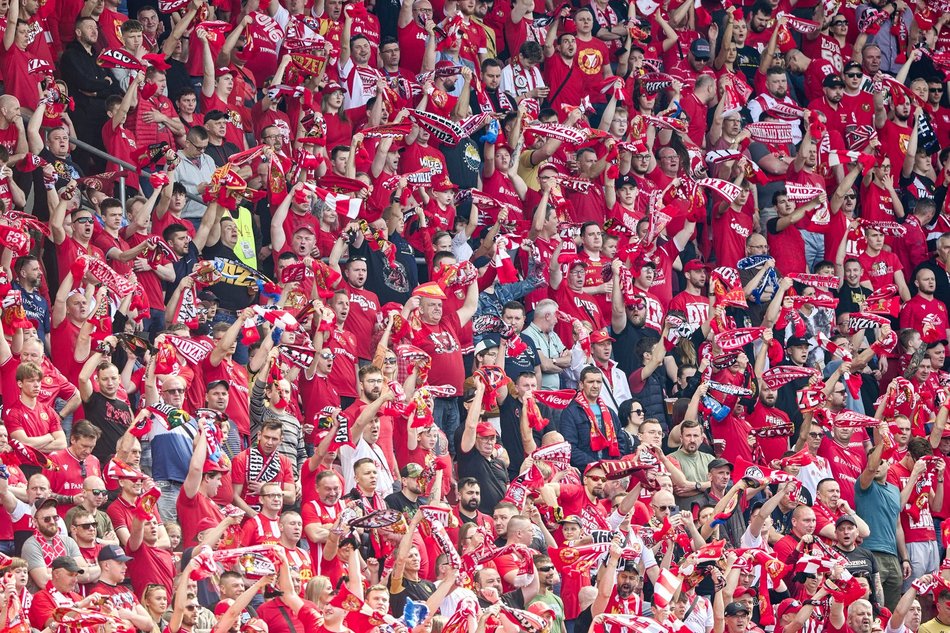 Kibice na meczu Widzewa Łódź