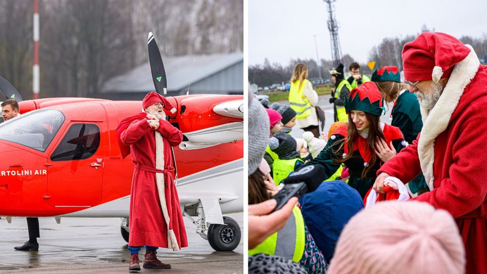 Mikołaj przyleciał helikopterem na lotnisko w Łodzi